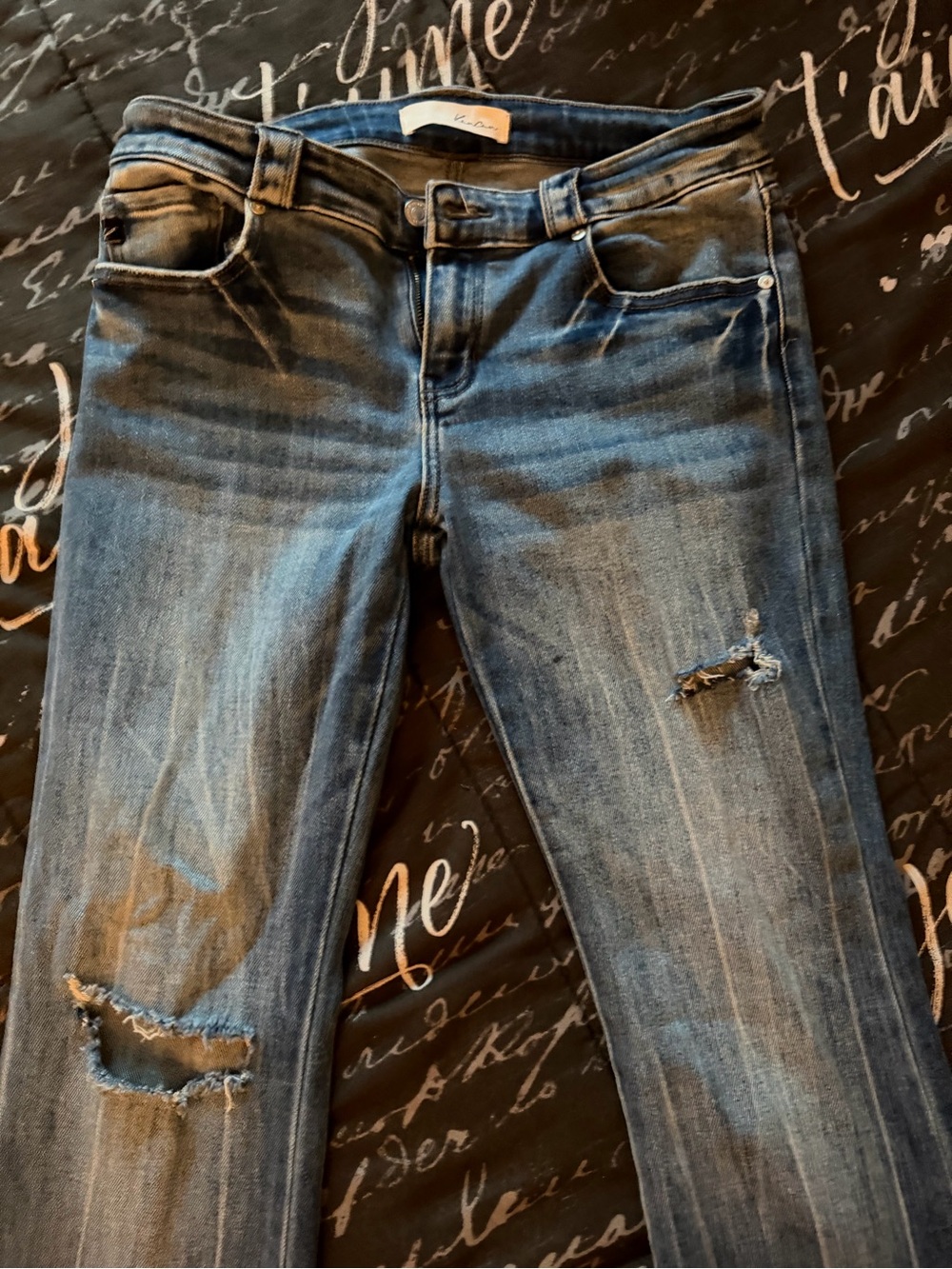 KanCan Bootcut Ripped Jeans - Blue Wash